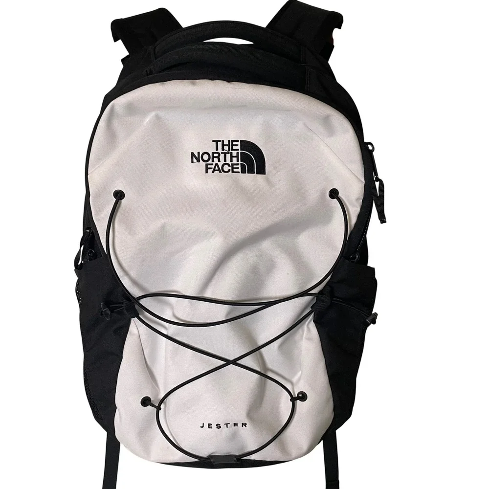 The North Face Jester Backpack Black/White 28L School Travel Water Repellent